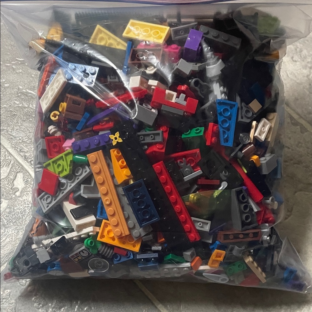 Colorful randomly assorted Lego bricks and pieces